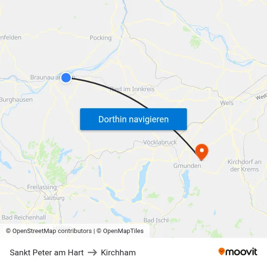 Sankt Peter am Hart to Kirchham map
