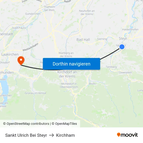 Sankt Ulrich Bei Steyr to Kirchham map