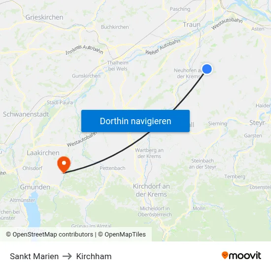 Sankt Marien to Kirchham map