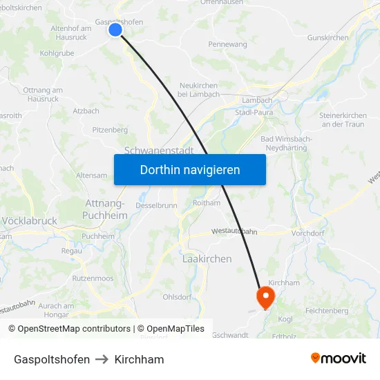 Gaspoltshofen to Kirchham map