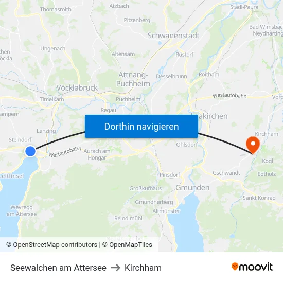 Seewalchen am Attersee to Kirchham map
