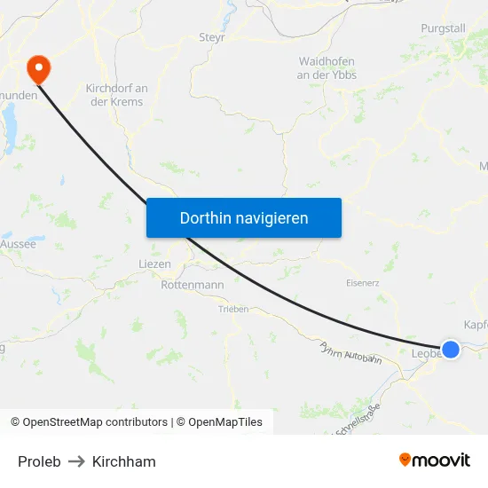 Proleb to Kirchham map