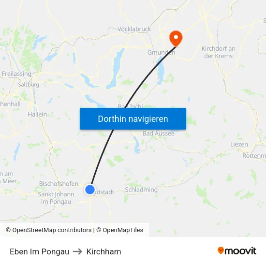 Eben Im Pongau to Kirchham map