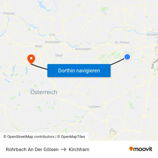 Rohrbach An Der Gölsen to Kirchham map