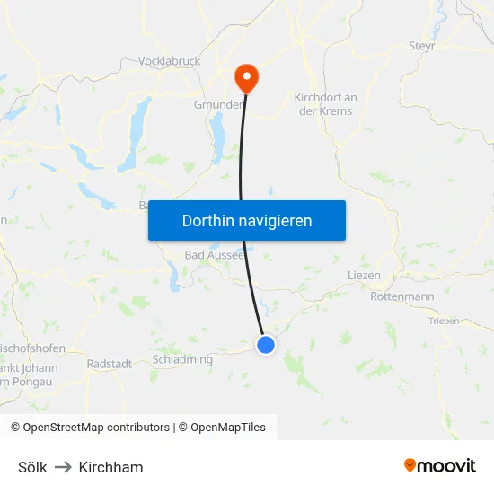 Sölk to Kirchham map