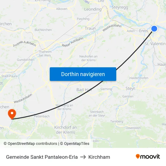 Gemeinde Sankt Pantaleon-Erla to Kirchham map