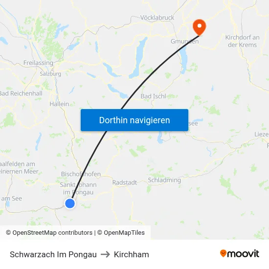 Schwarzach Im Pongau to Kirchham map