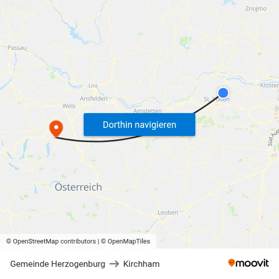 Gemeinde Herzogenburg to Kirchham map