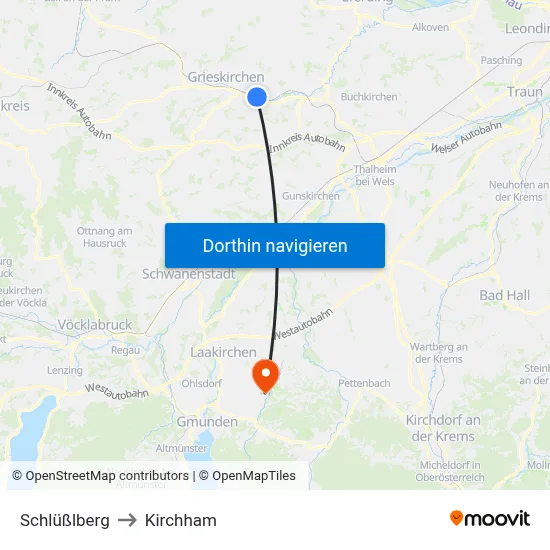 Schlüßlberg to Kirchham map