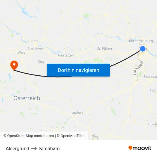 Alsergrund to Kirchham map