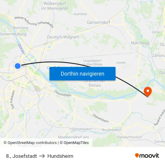 8., Josefstadt to Hundsheim map
