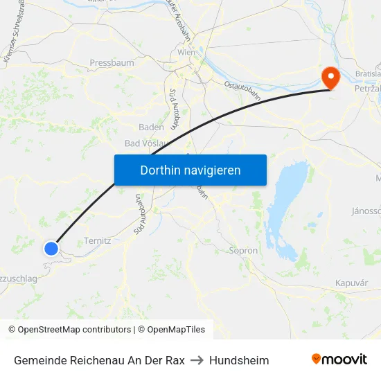 Gemeinde Reichenau An Der Rax to Hundsheim map