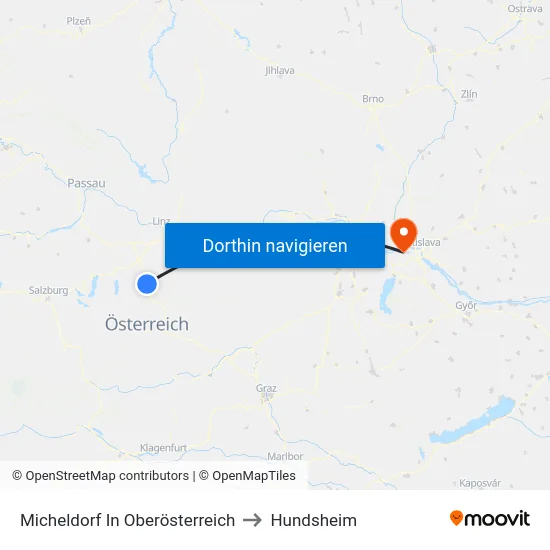 Micheldorf In Oberösterreich to Hundsheim map