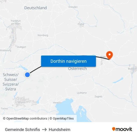 Gemeinde Schnifis to Hundsheim map