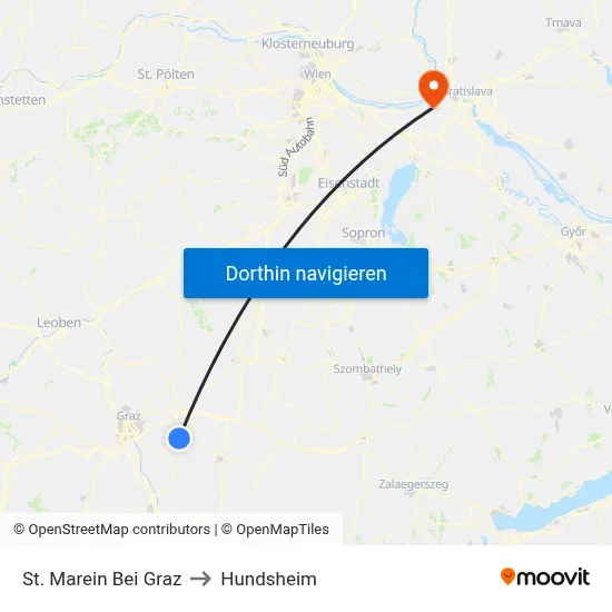 St. Marein Bei Graz to Hundsheim map