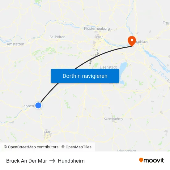 Bruck An Der Mur to Hundsheim map