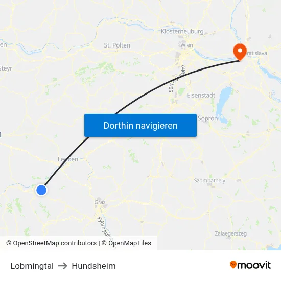 Lobmingtal to Hundsheim map
