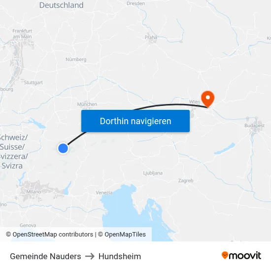 Gemeinde Nauders to Hundsheim map