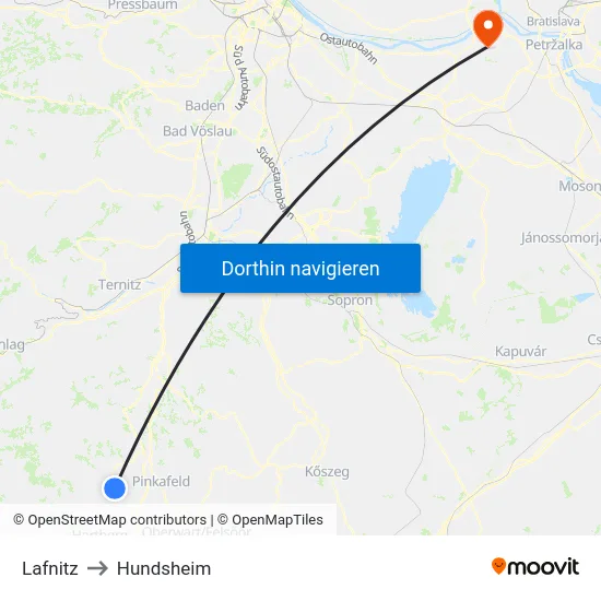 Lafnitz to Hundsheim map