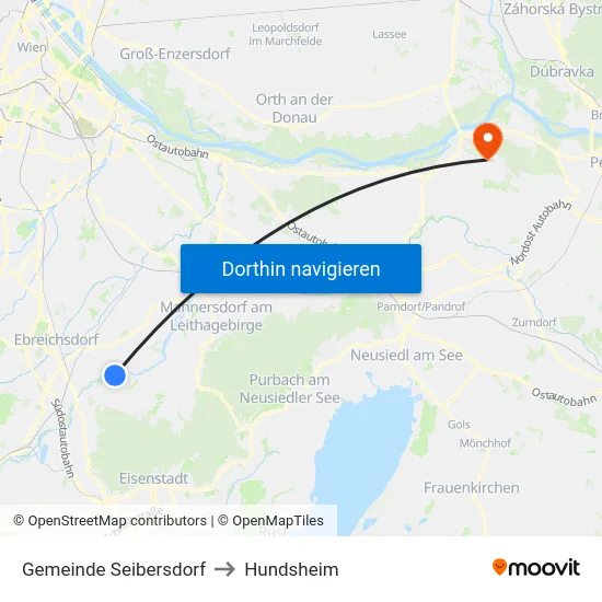 Gemeinde Seibersdorf to Hundsheim map