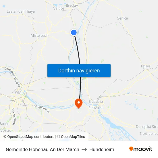 Gemeinde Hohenau An Der March to Hundsheim map