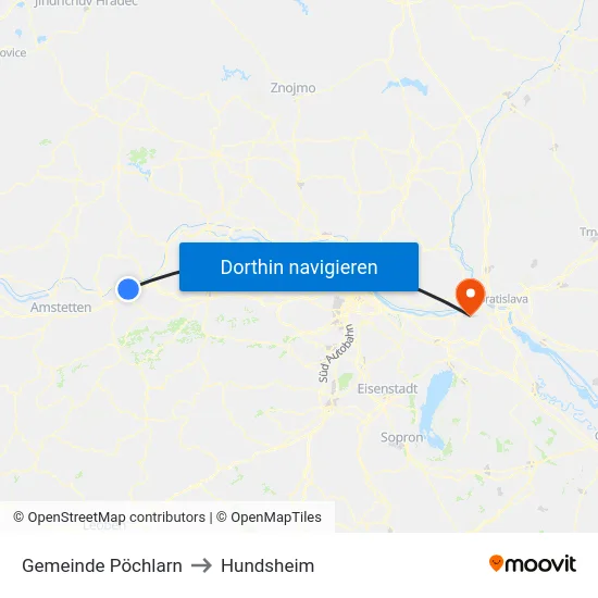 Gemeinde Pöchlarn to Hundsheim map