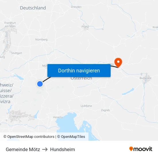 Gemeinde Mötz to Hundsheim map
