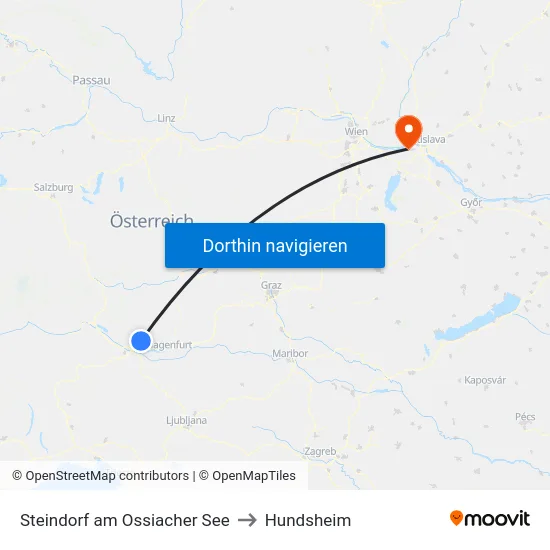 Steindorf am Ossiacher See to Hundsheim map