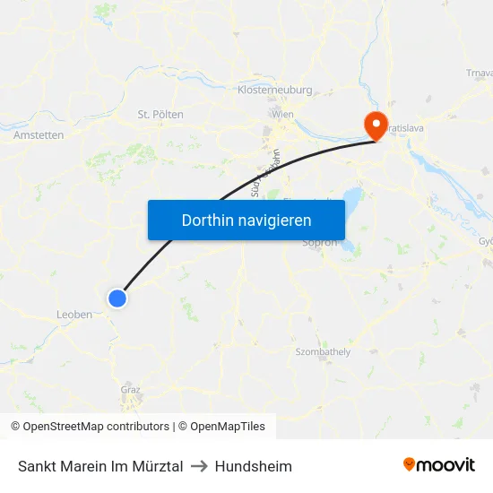 Sankt Marein Im Mürztal to Hundsheim map