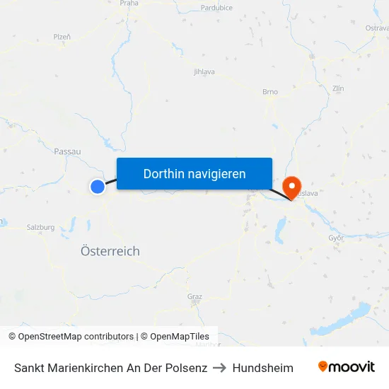 Sankt Marienkirchen An Der Polsenz to Hundsheim map