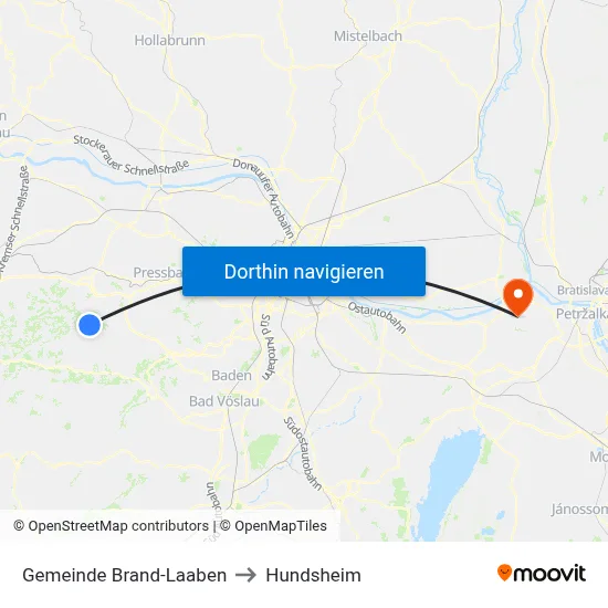 Gemeinde Brand-Laaben to Hundsheim map