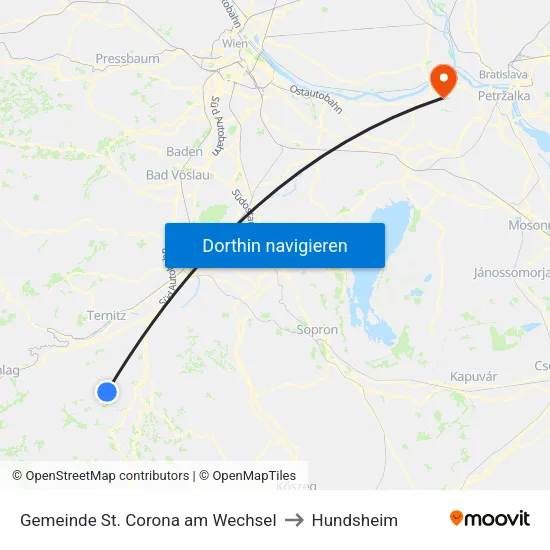 Gemeinde St. Corona am Wechsel to Hundsheim map