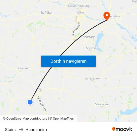 Stainz to Hundsheim map