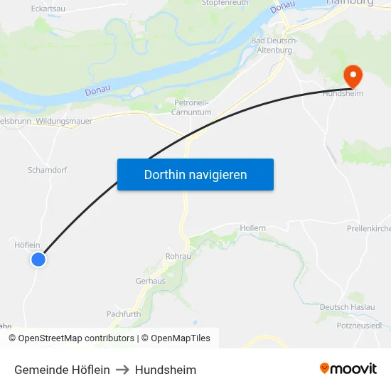 Gemeinde Höflein to Hundsheim map