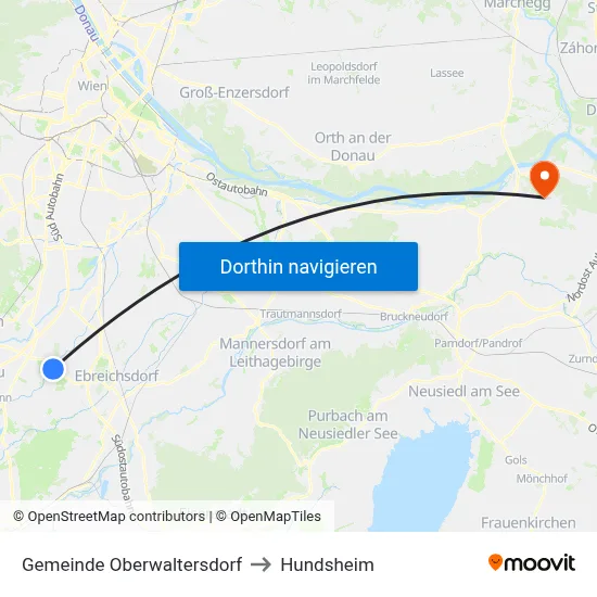 Gemeinde Oberwaltersdorf to Hundsheim map