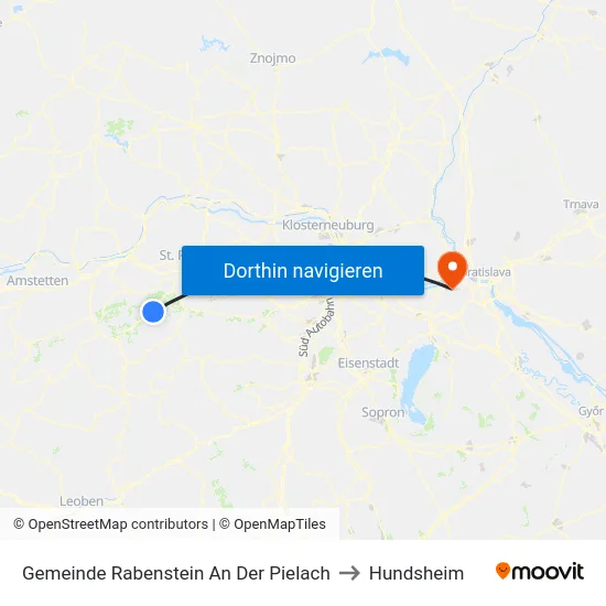 Gemeinde Rabenstein An Der Pielach to Hundsheim map