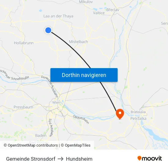 Gemeinde Stronsdorf to Hundsheim map