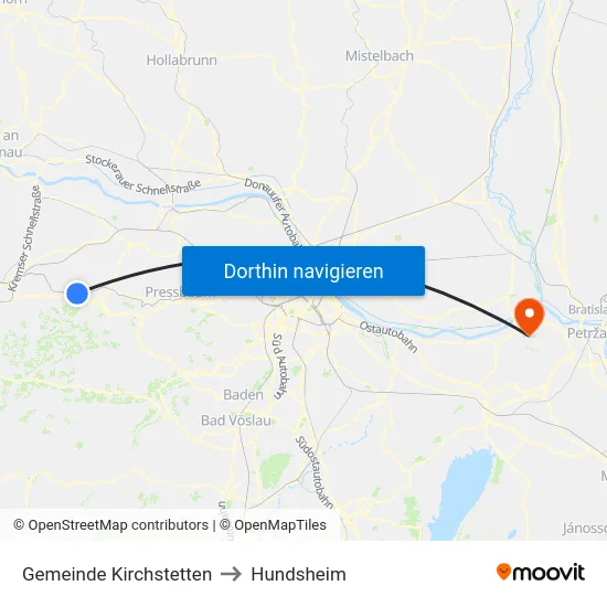 Gemeinde Kirchstetten to Hundsheim map