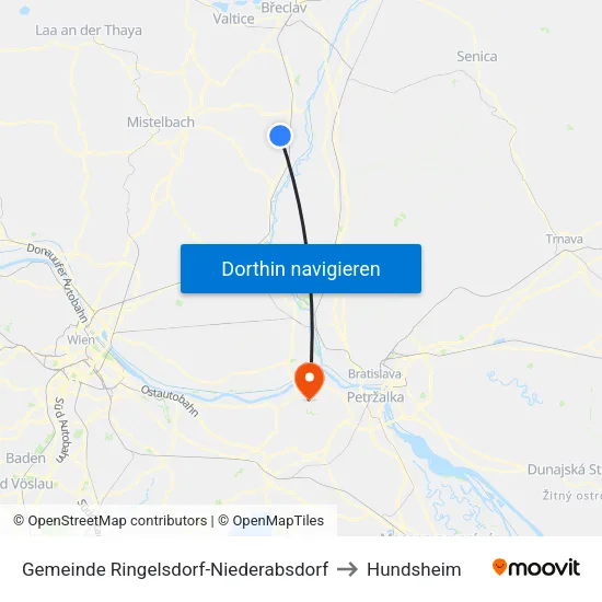 Gemeinde Ringelsdorf-Niederabsdorf to Hundsheim map