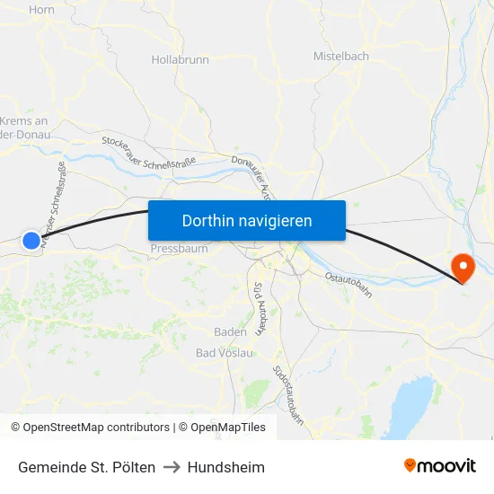 Gemeinde St. Pölten to Hundsheim map