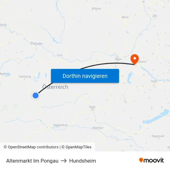 Altenmarkt Im Pongau to Hundsheim map