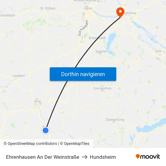 Ehrenhausen An Der Weinstraße to Hundsheim map