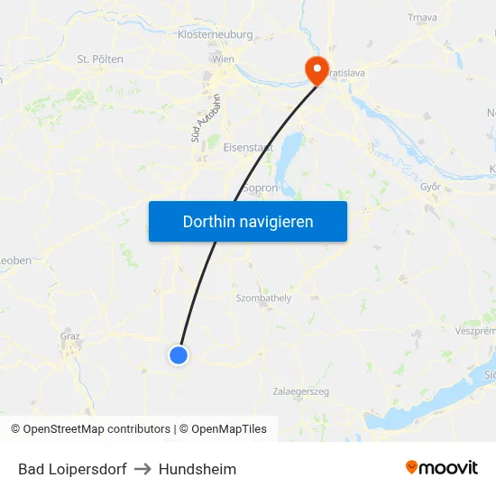 Bad Loipersdorf to Hundsheim map