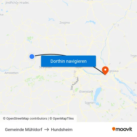 Gemeinde Mühldorf to Hundsheim map