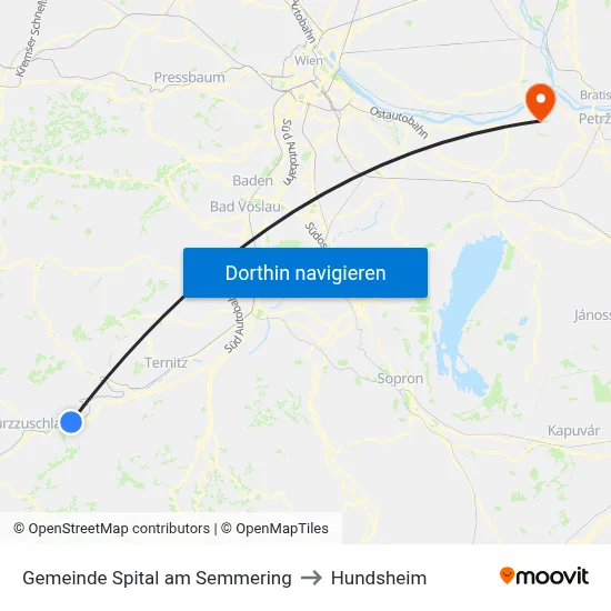 Gemeinde Spital am Semmering to Hundsheim map