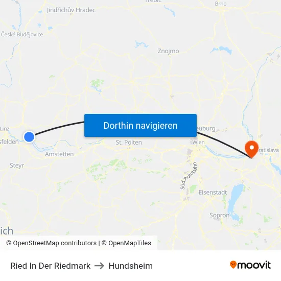 Ried In Der Riedmark to Hundsheim map