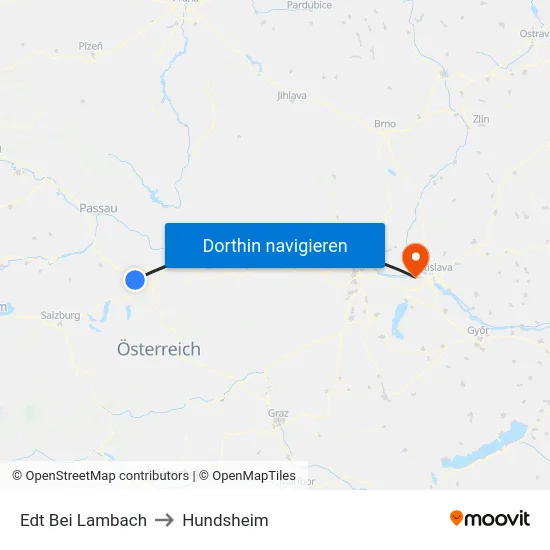 Edt Bei Lambach to Hundsheim map