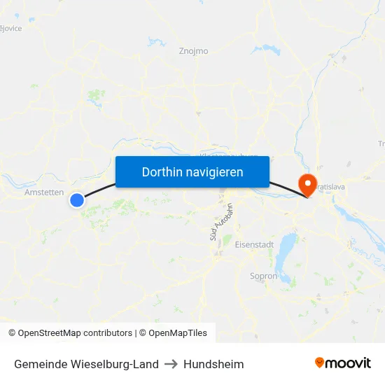 Gemeinde Wieselburg-Land to Hundsheim map
