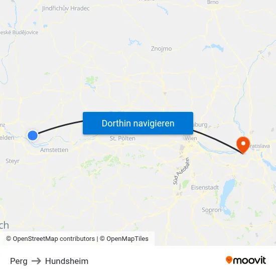 Perg to Hundsheim map