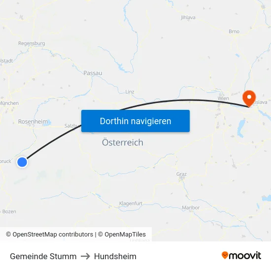 Gemeinde Stumm to Hundsheim map